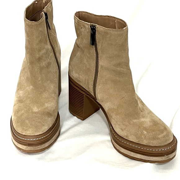 Steve Madden Suede Leather Platform Heeled Ankle Booties Size 9 - Picture 2 of 12